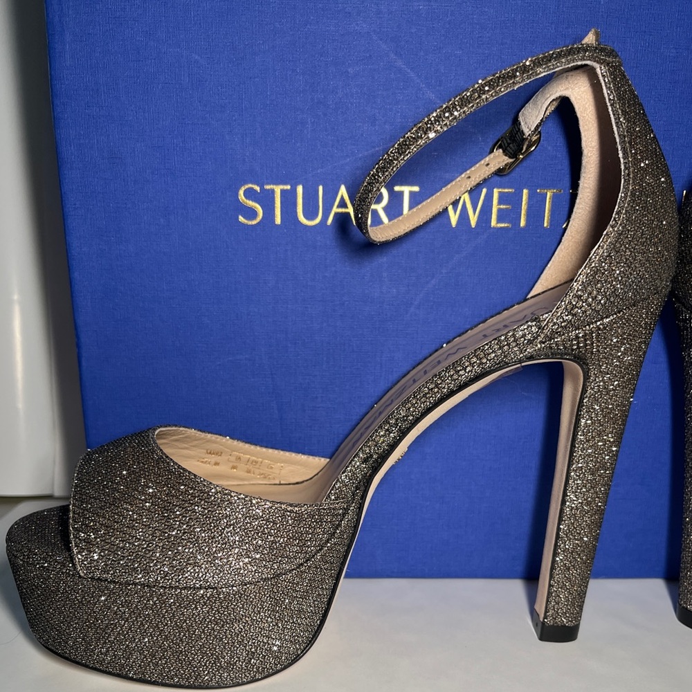 NWT | Stuart Weitzman Discoplatform Sandals New Pyrite | Sz 8 - Picture 5 of 16